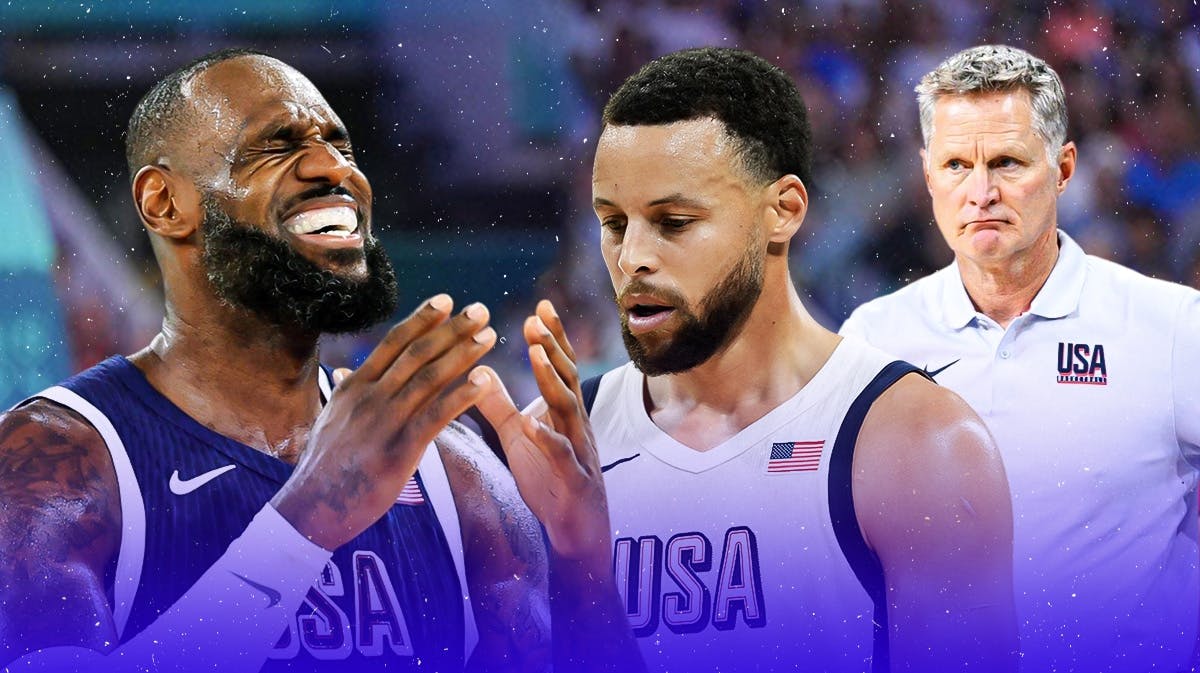 Team USA's Steve Kerr, Stephen Curry, and LeBron James.