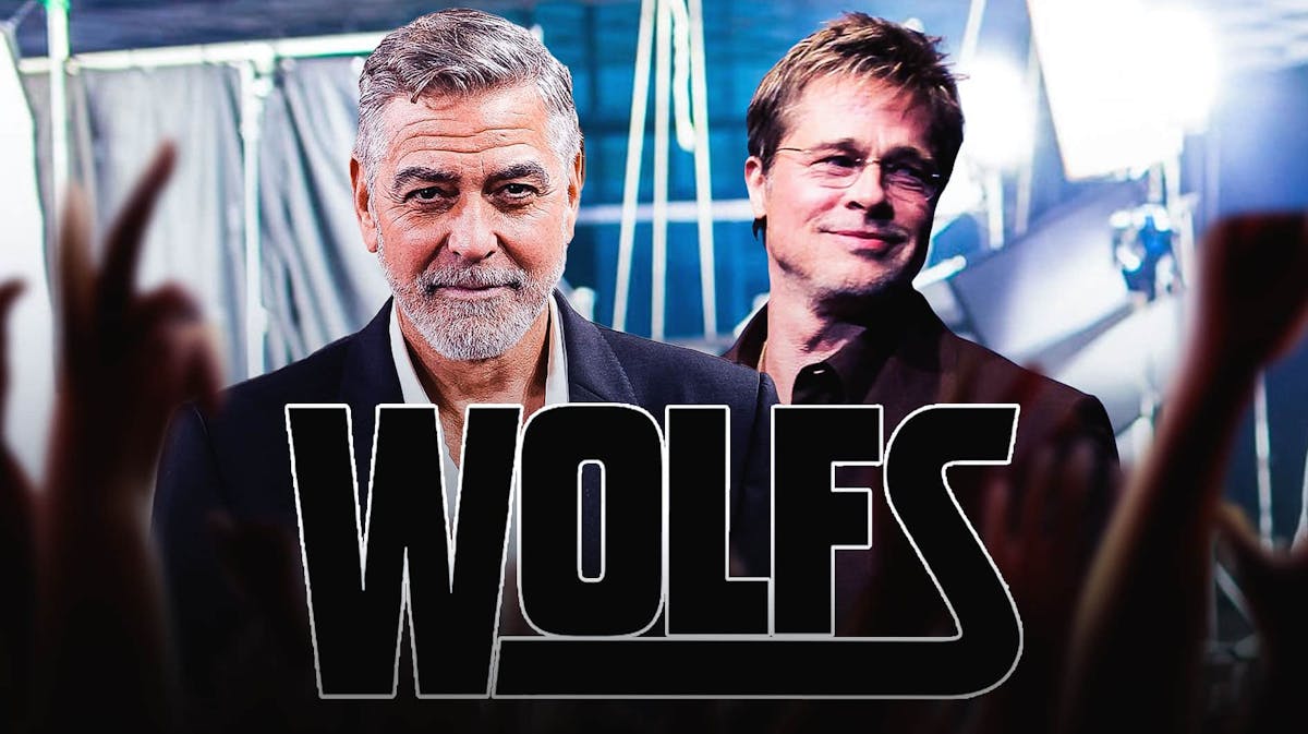 Wolfs logo (Apple TV+ movie) with stars George Clooney and Brad Pitt.