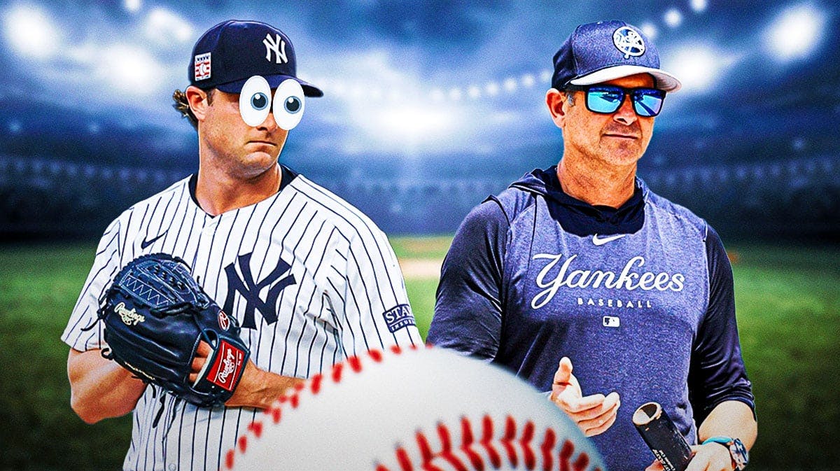 Gerrit Cole looks at Aaron Boone with bulging eyes