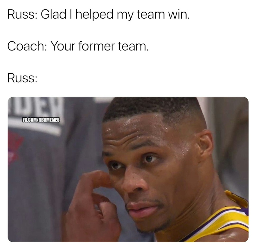 Russ missin' OKC? 🤣

#NBA #NBAMemes #RussellWestbrook #Thunder #Lakers