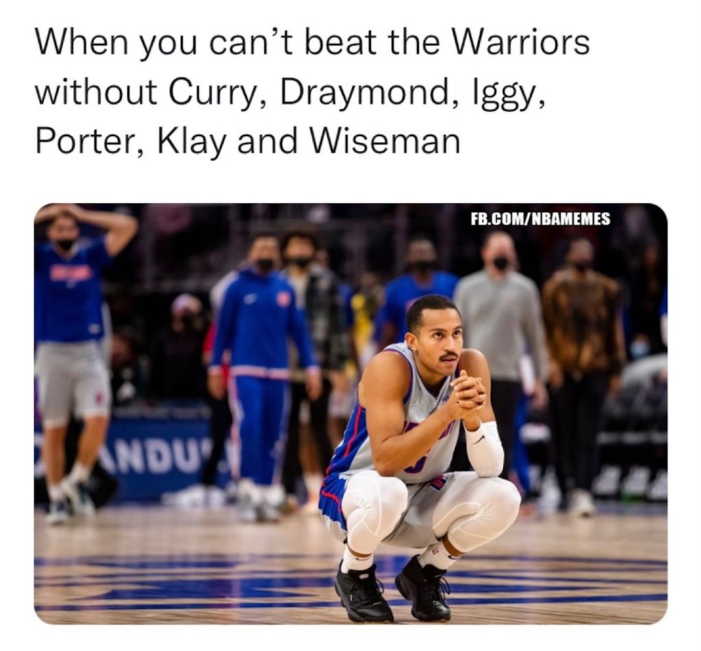 That's when you know its bad 😂

#nbamemes #Warriors #GSW #Pistons #DetroitPistons
