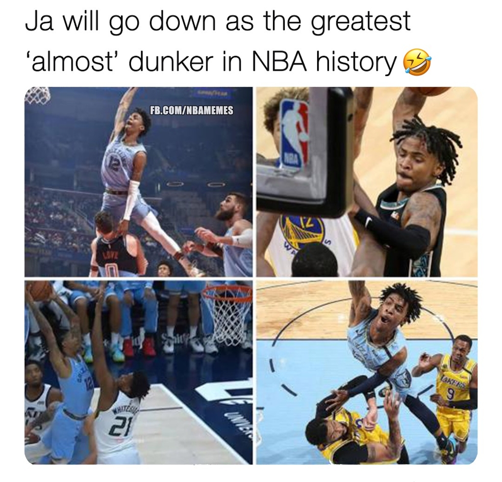 Which one was your favourite?

#nbamemes #JaMorant #Dunk #MemphisGrizzlies #NBA