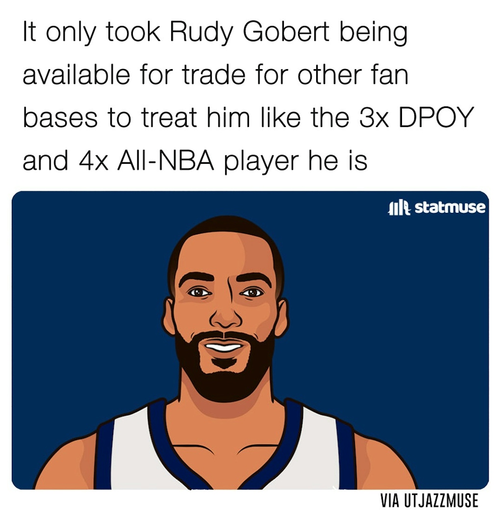 A lot of people clowning Rudy but we all know he's a beast! 

#rudygobert #utahjazz #dpoy