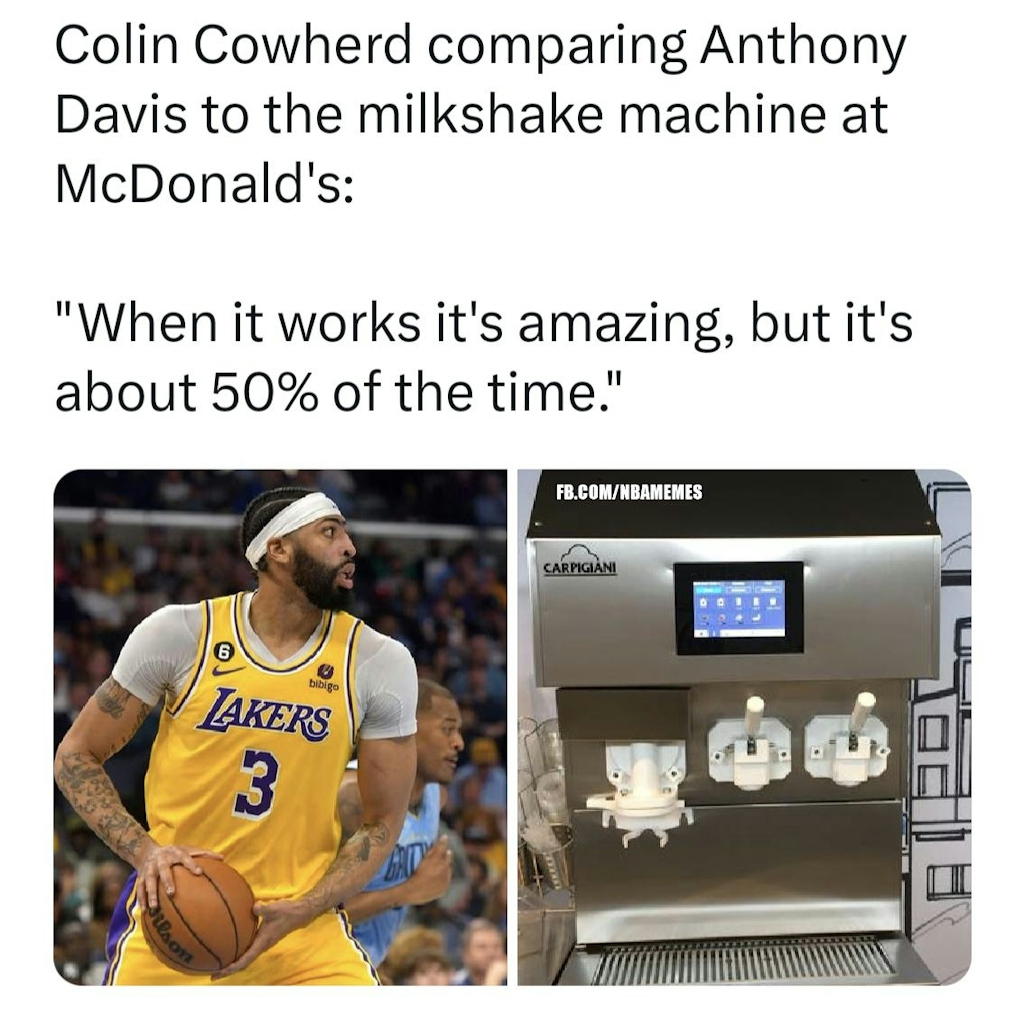Colin may have a point... 😬

#Lakers #LALakers #NBA #AnthonyDavis #nbamemes