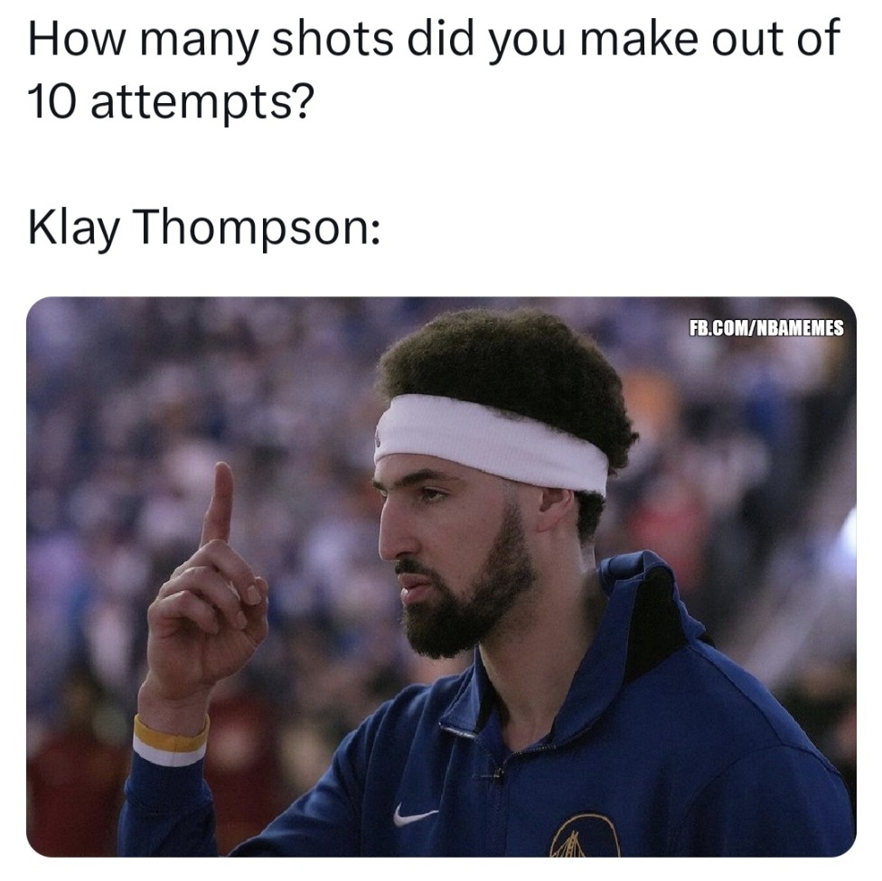 Klay in his last game:
5 points
1/10 FGM
1/6 3PM

#NBA #Warriors #GSW #KlayThompson #nbamemes