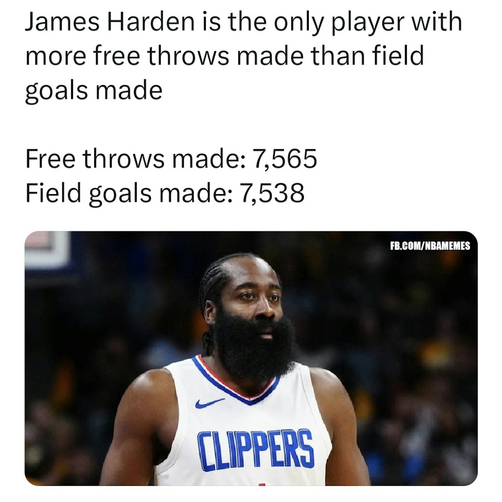 This is an insane stat 😭

#Clippers #Rockets #harden #JamesHarden #nbamemes