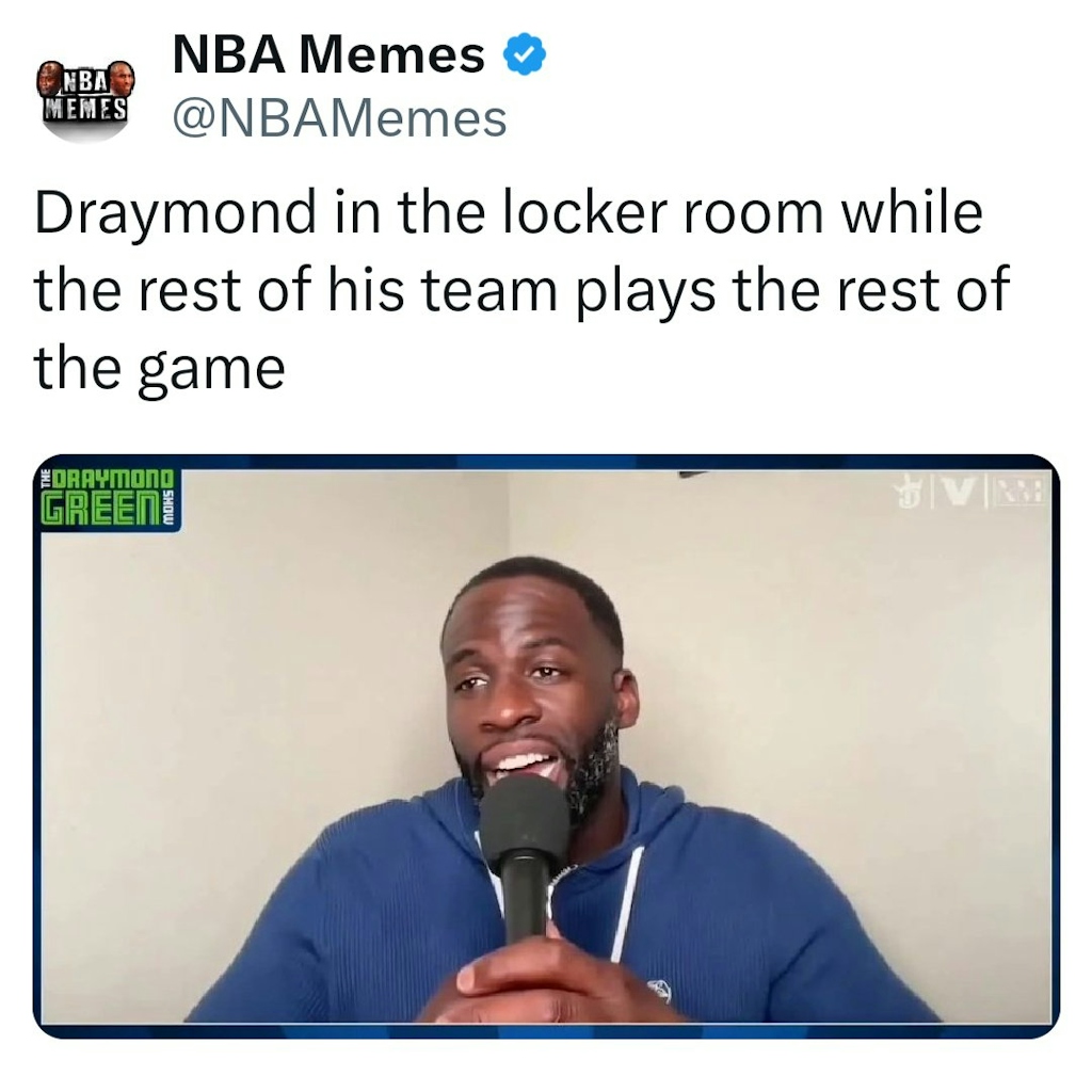 Draymond really played 4 mins and dipped

#NBA #Warriors #Draymond #DraymondGreen #nbamemes