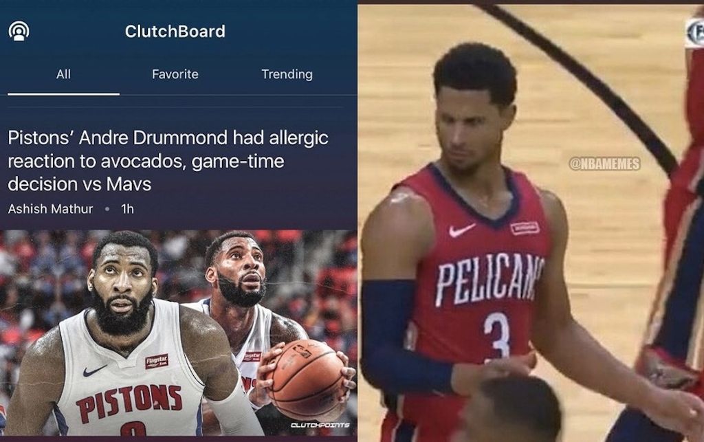 Andre Drummond is allergic to avocados. 😳 (Full story in link in bio) 
#nba #nbamemes #memes #andredrummond #clutchpoints #basketball #pistonsnation #detroitpistons #pistons