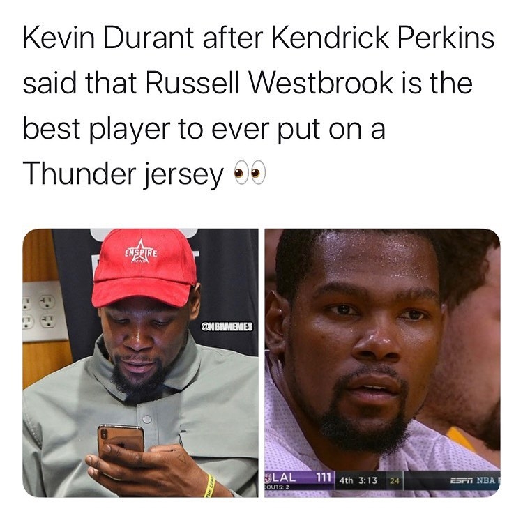 Kevin Durant fires back at Kendrick Perkins on Twitter...FULL story in link in bio -
#kevindurant #kendrickperkins #thunder #rockets #nba #basketball #russellwestbrook #basketball