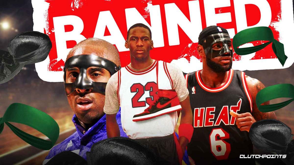 Michael Jordan and his banned Nike shoes, LeBron James and Kobe Bryant wearing black carbon-fiber masks, durags, and ninja headbands.