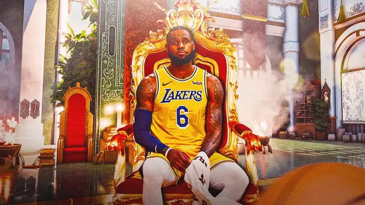 LeBron James sitting on a throne.
