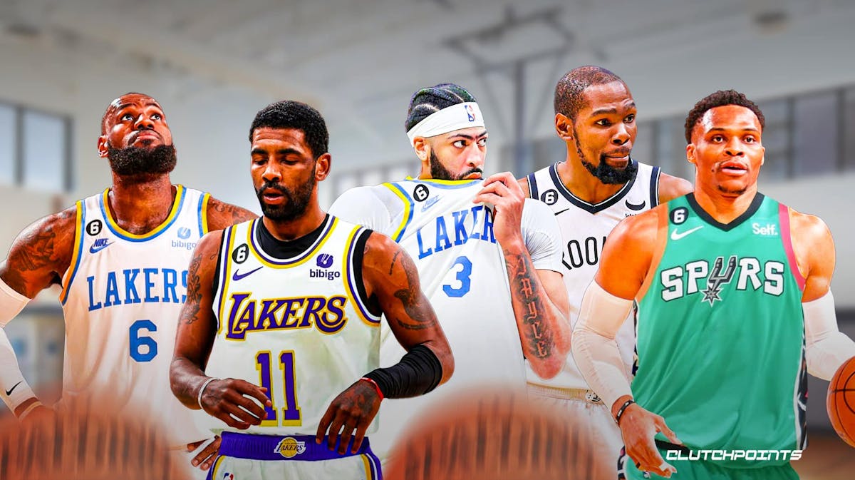 lakers spurs nets russell westbrook kyrie irving kevin durant lebron james anthony davis