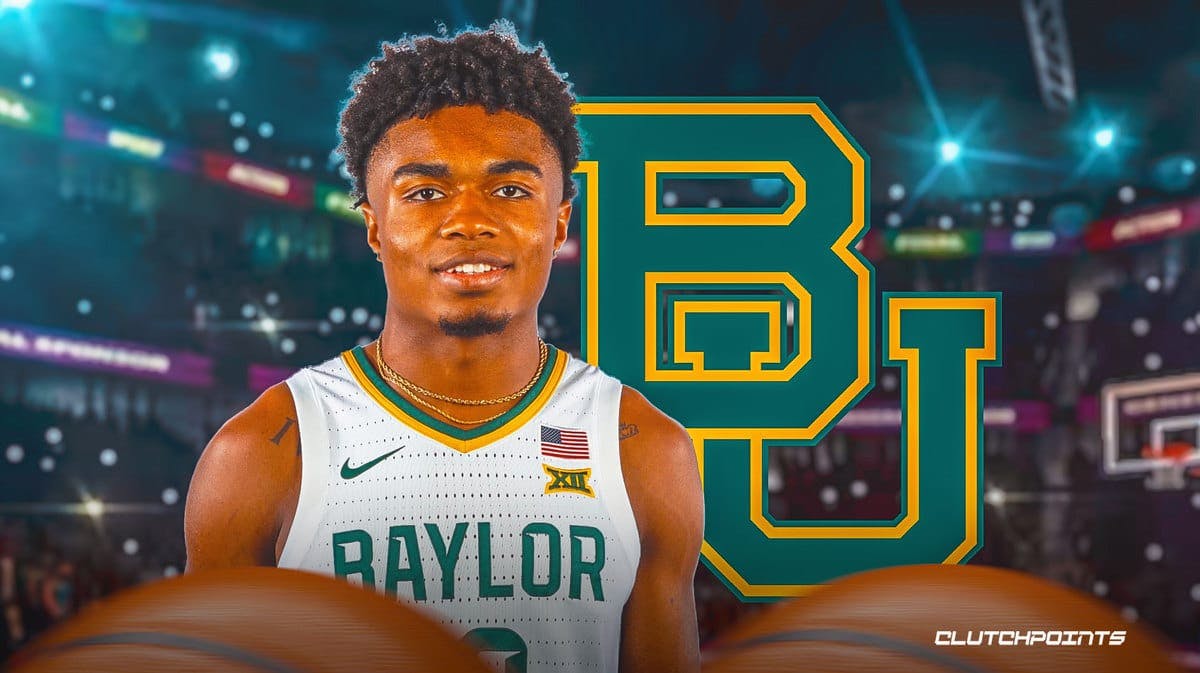 Langston Love, March Madness, Bears, Langston Love injury, Baylor basketball, Langston Love looking upset with March Madness logo in the background