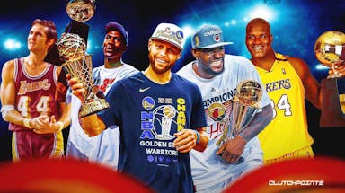 2023 NBA Finals, NBA Finals MVP, Jerry West, Michael Jordan, Stephen Curry, LeBron James, Shaquille O'Neal, Lakers, Bulls, Cavs, Warriors, Nuggets, Heat