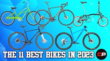 Images of five of the best bikes in 2023 on a blue background.