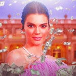 Kendall Jenner surrounded by piles of cash.