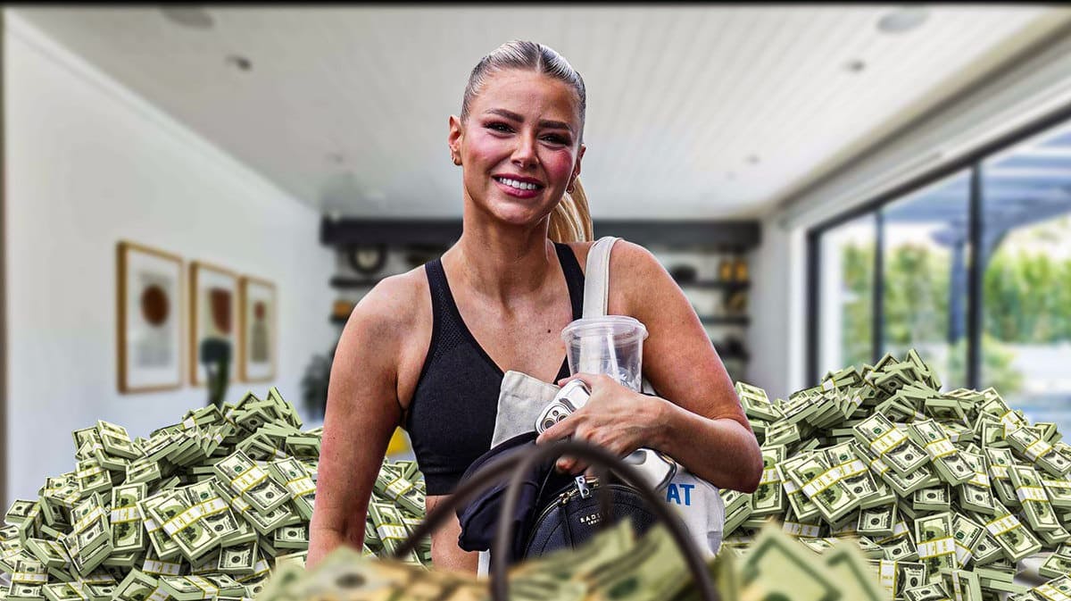 Ariana Madix surrounded by piles of cash.