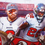 Chase Edmonds in Tampa Bay Buccaneers uniform with Baker Mayfield in uniform