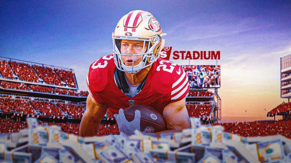 Christian McCaffrey with money in the foreground