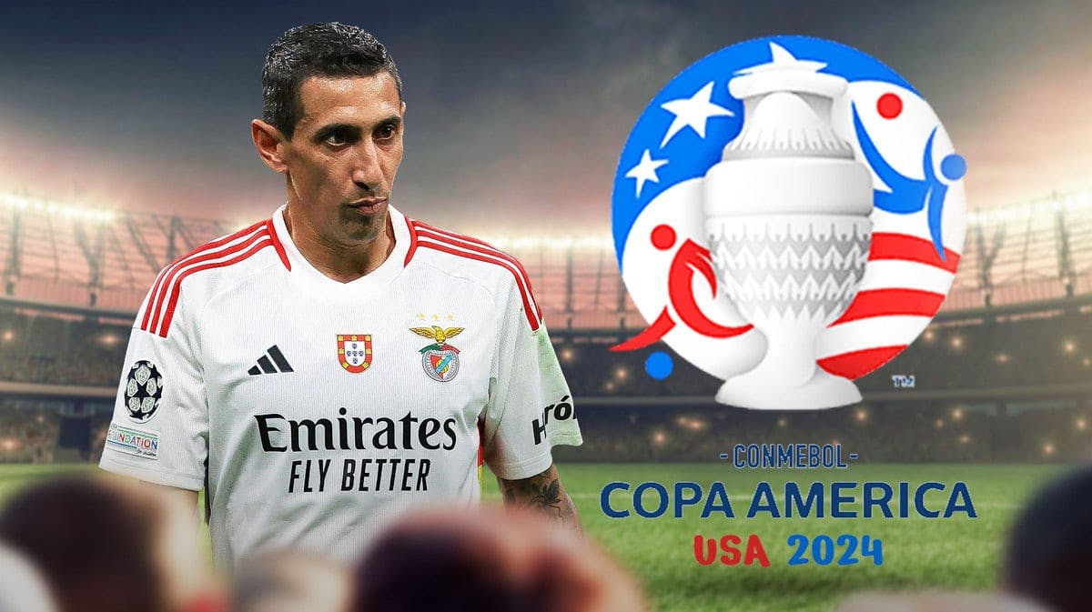 Angel Di Maria in front of the Copa America 2024 logo