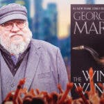 George RR Martin with Winds of Winter cover.