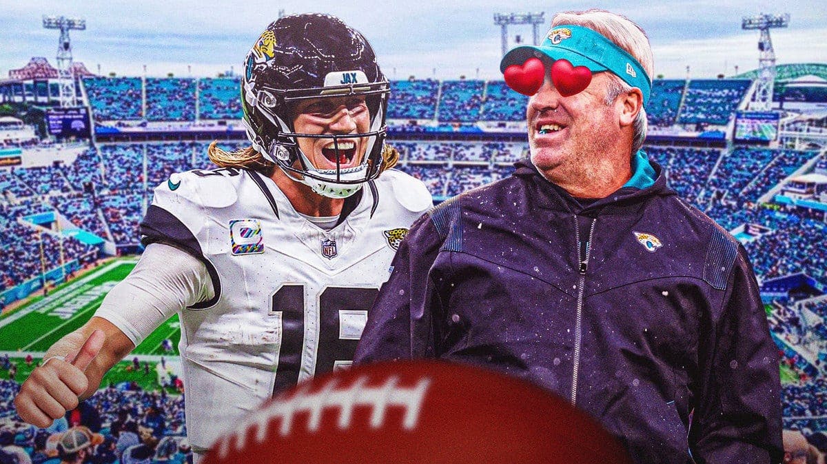 Thumb: Jaguars' Trevor Lawrence giving a thumbs up. Doug Pederson with heart eyes.
