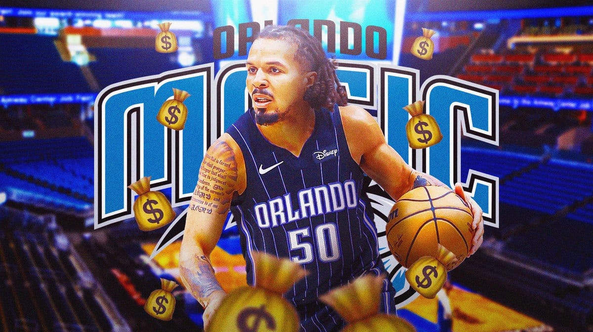 Cole Anthony with Orlando Magic logo and money