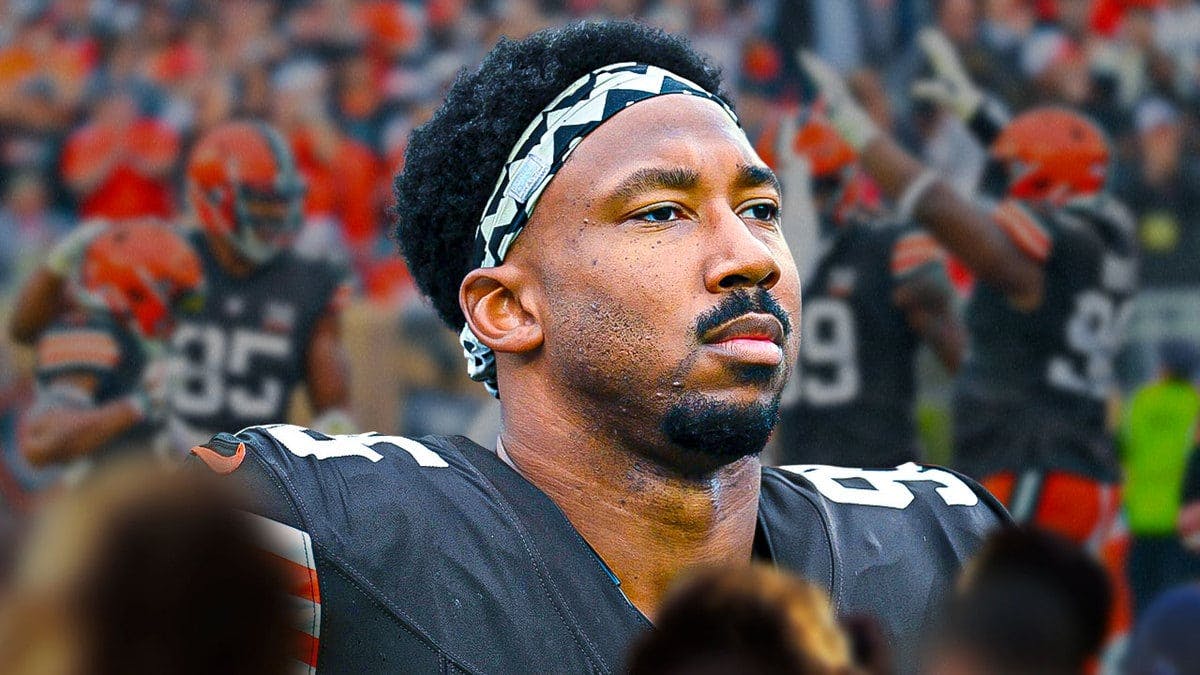 Myles Garrett looks disappointed as the Brown's defense's failed to stop the Seahawks, AFC North