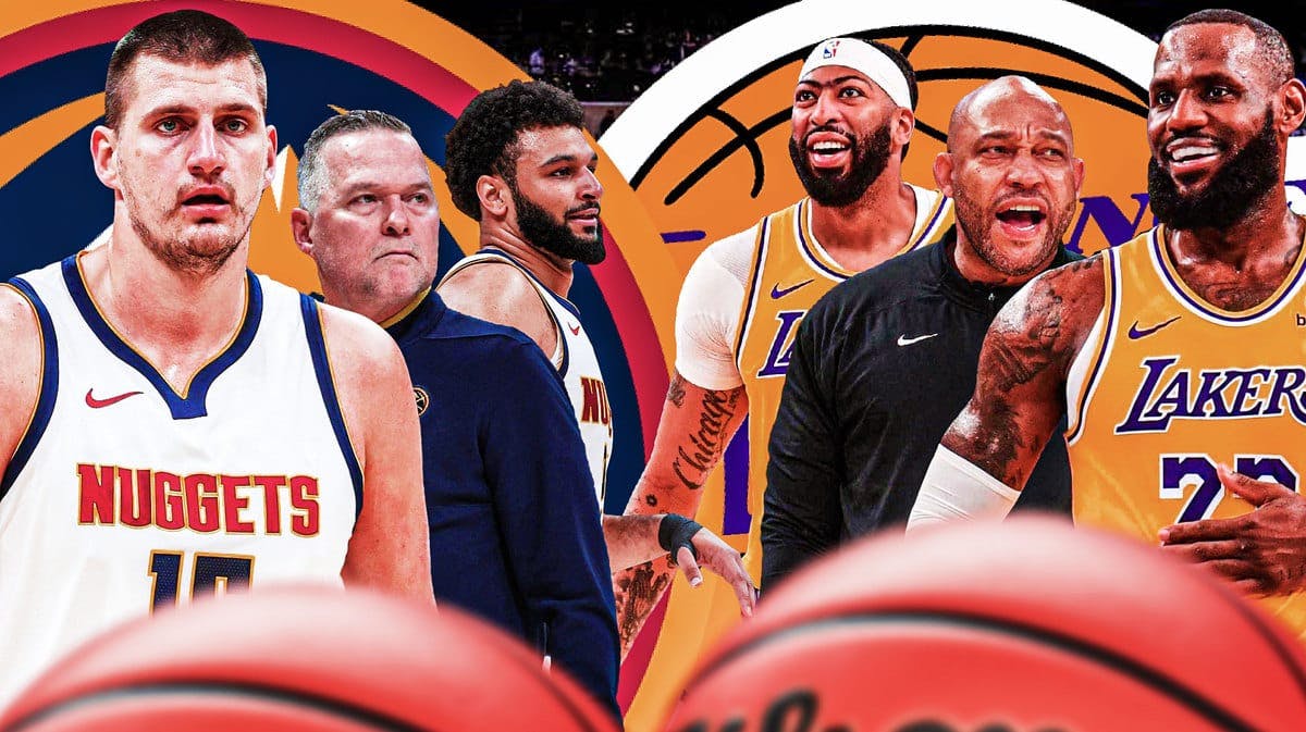 Nuggets' Nikola Jokic, Michael Malone and Jamal Murray vs. Lakers' Anthony Davis, LeBron James and Darvin Ham