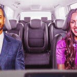 Jimmy Kimmel and Olivia Rodrigo in a car.