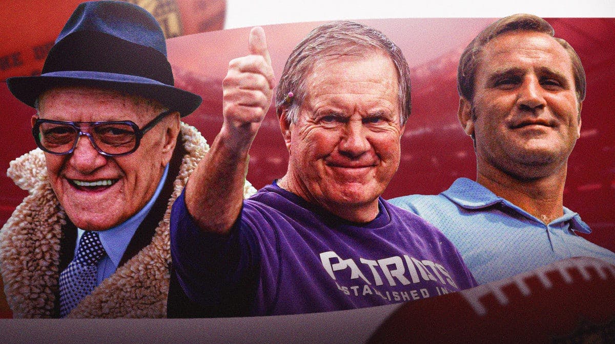 Bill Belichick with Don Shula and George Halas