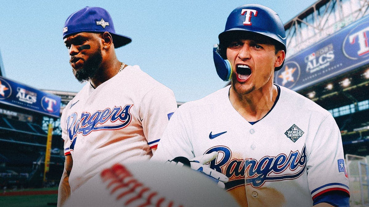 The Texas Rangers' Adolis Garcia and Corey Seager