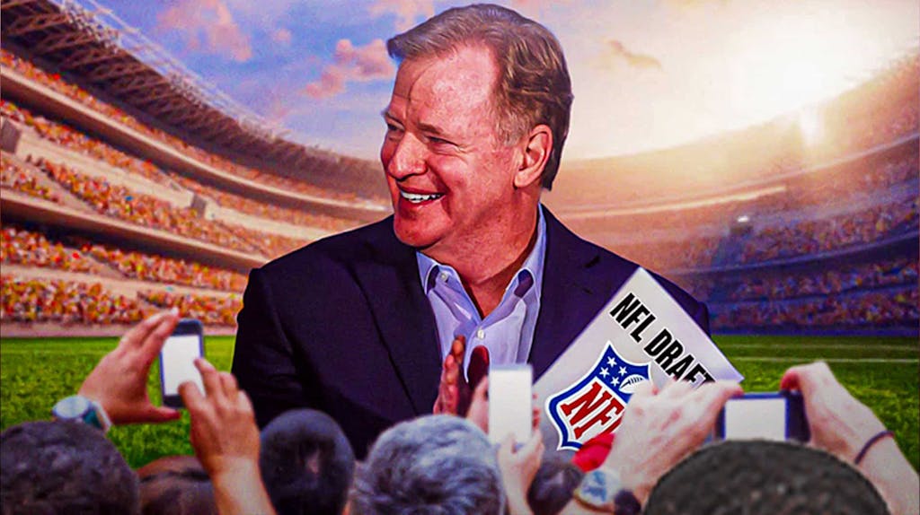 Roger Goodell in front of fans.