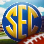 SEC logo, HBCUs, football field in background, football on graphic