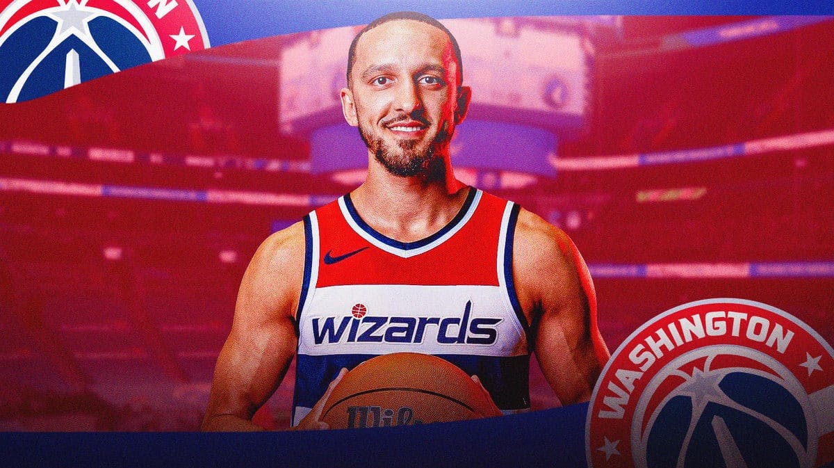 Landry Shamet with the Wizards arena in the background injury