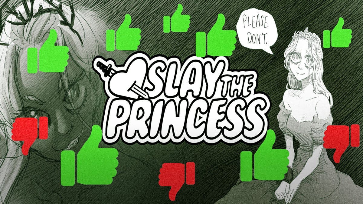 A kneeling princess in an image for a Slay the Princess Review article