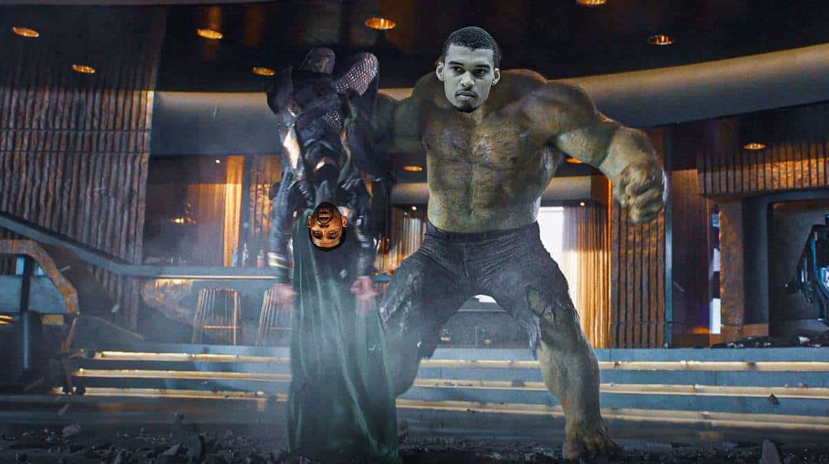 Spurs' Victor Wembanyama as Hulk and Mavs' Kyrie Irving as Loki