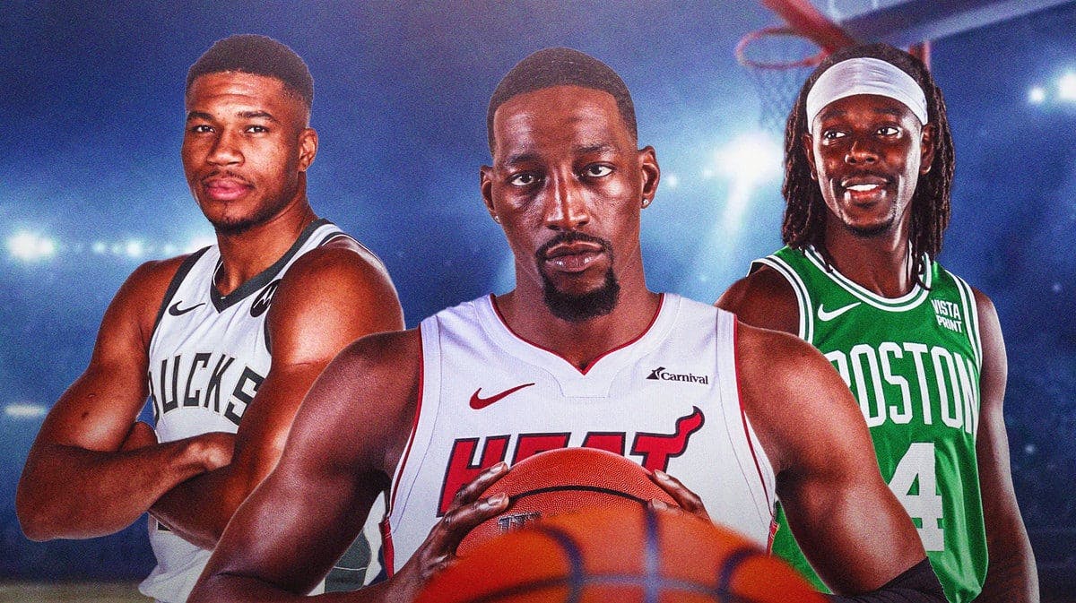 Heat's Bam Adebayo, Bucks' Giannis Antetokounmpo and Bucks Jrue Holiday fighting for NBA Defensive Player of the Year