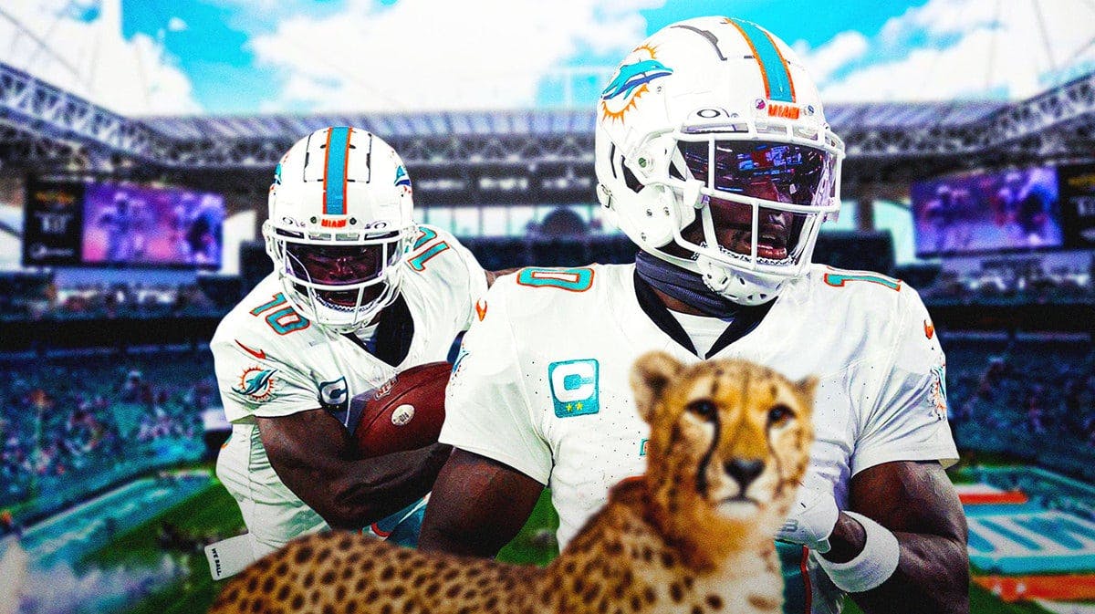Miami Dolphins wide receiver Tyreek Hill and a cheetah