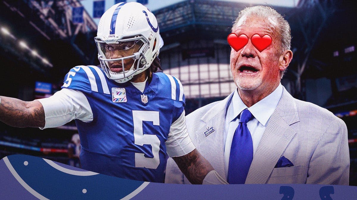 Indianapolis Colts quarterback Anthony Richardson and Colts owner Jim Irsay