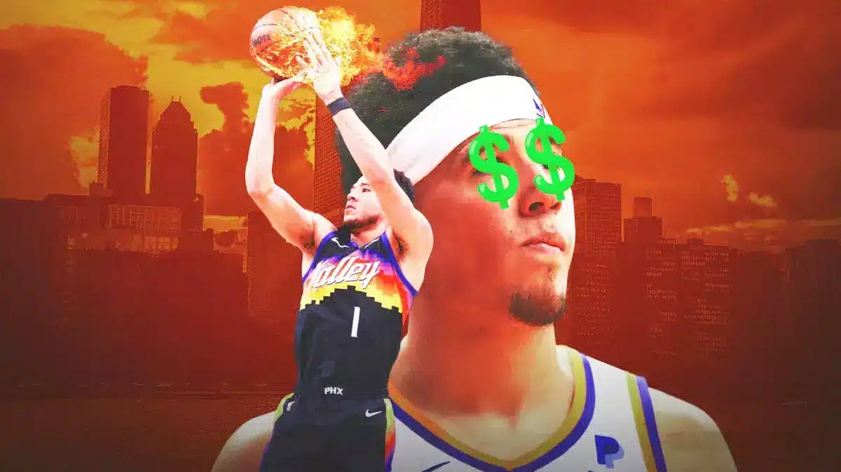Devin Booker with dollar signs in his eyes.