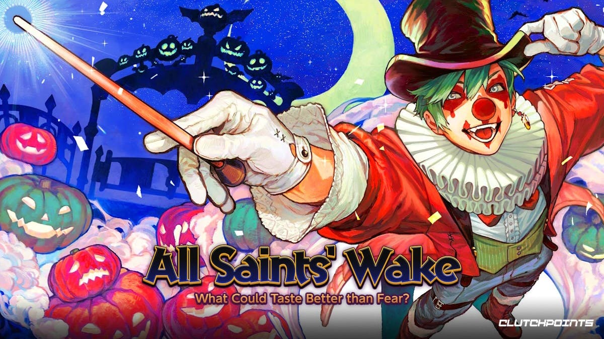 ffxiv all saints wake 2023, ffxiv all saints wake, ffxiv event, ffxiv halloween event, ffxiv, a key image of the upcoming FFXIV Halloween event All Saints Wake with the event name on the bottom middle of the image