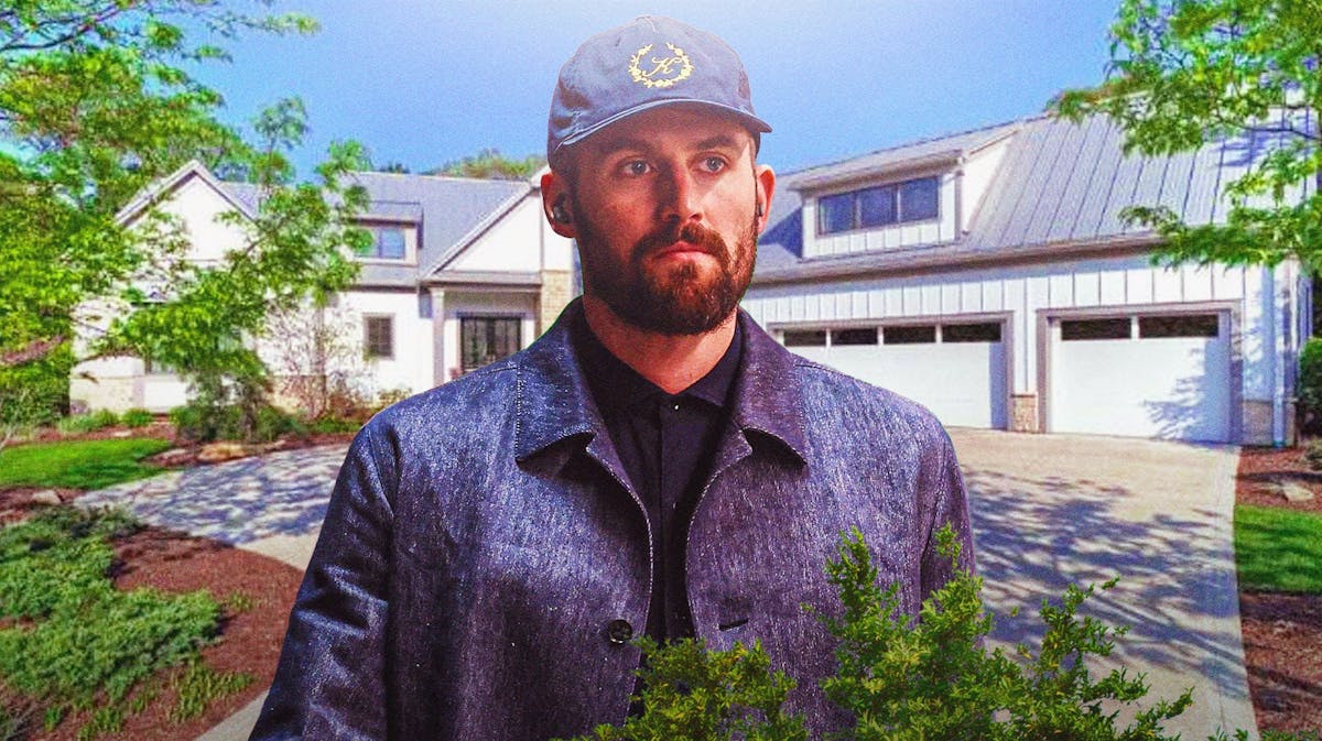 Kevin Love in front of his former Cleveland home.