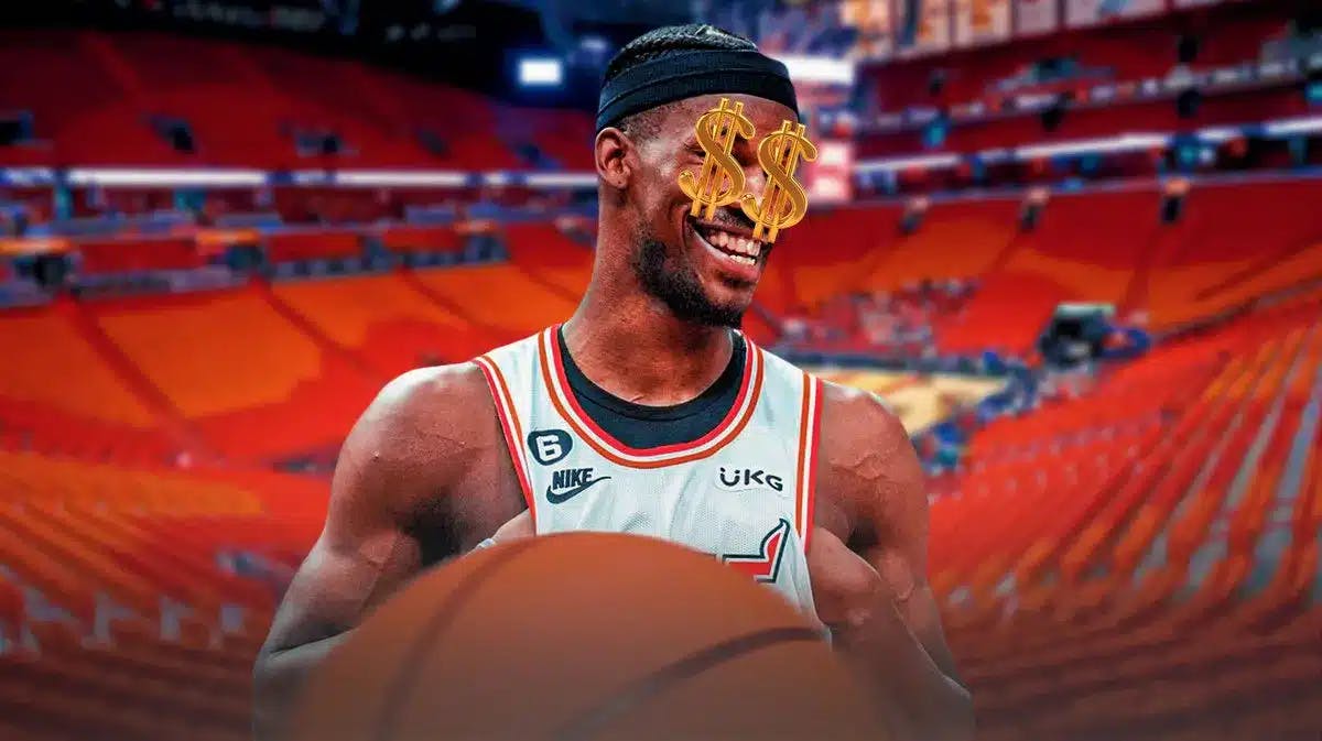 Jimmy Butler with dollar signs in his eyes.