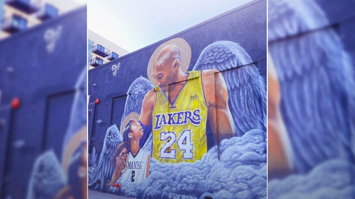 Gianna, Kobe Bryant Lakers mural in Los Angeles, CA