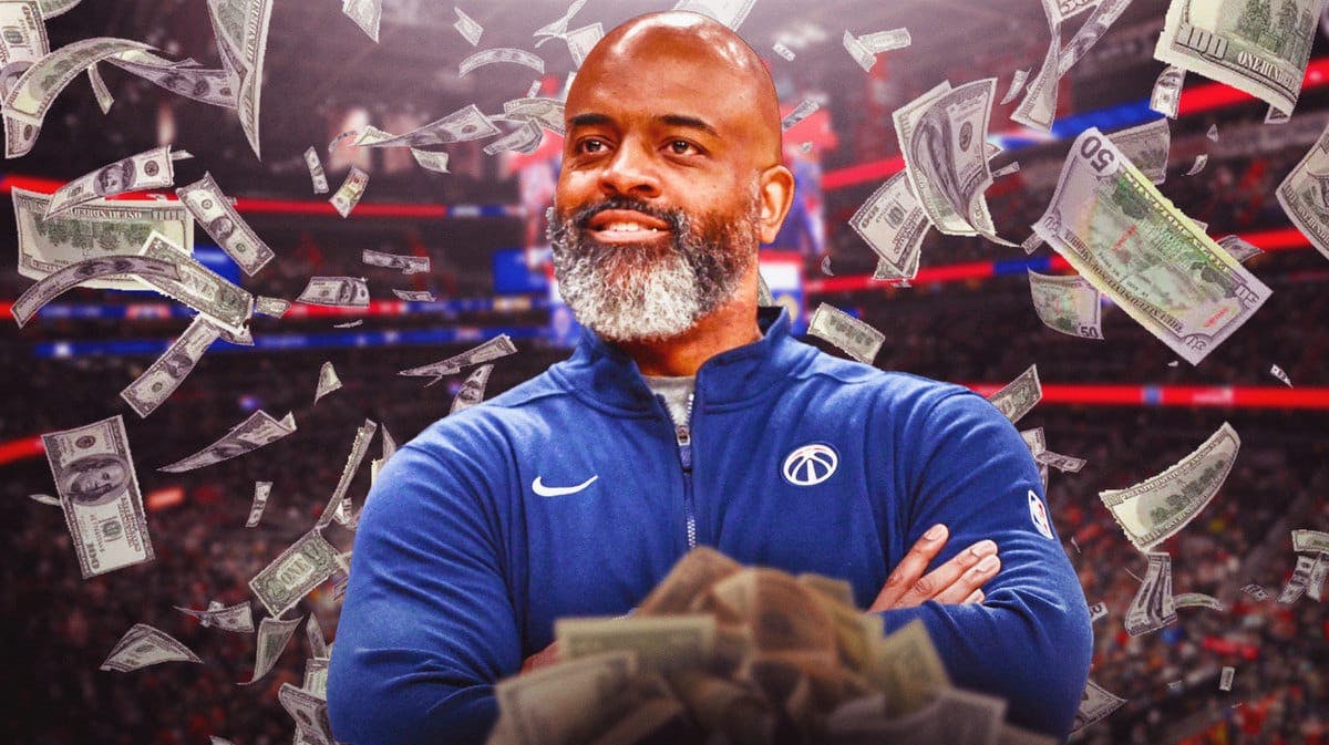 Wes Unseld Jr. surrounded by piles of cash.