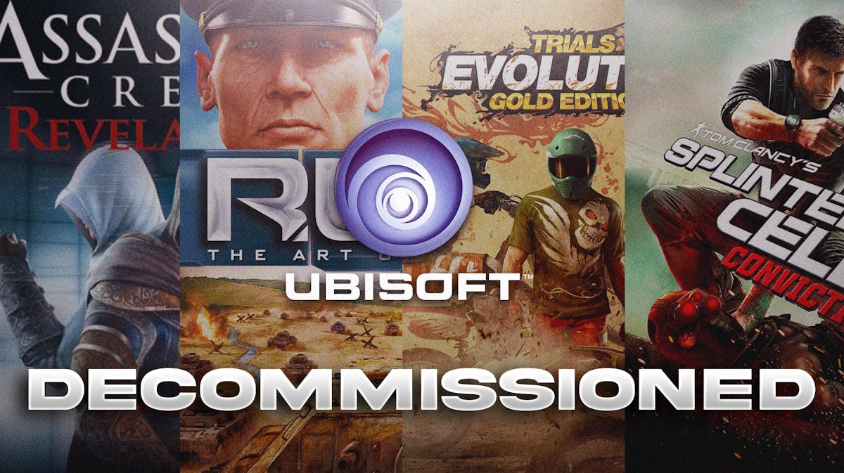 Multiple video game covers with the Ubisoft logo and the following caption “Decommissioned”
