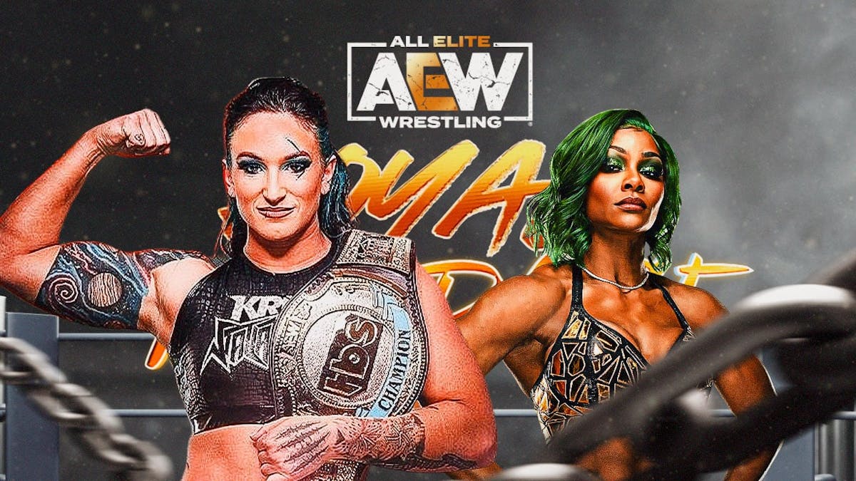 Kris Statlander with the TBS Championship next to Jade Cargill with the AEW Rampage logo as the background.