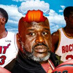 Heat's Bam Adebayo, Shaquille O'Neal, and Hakeem Olajuwon