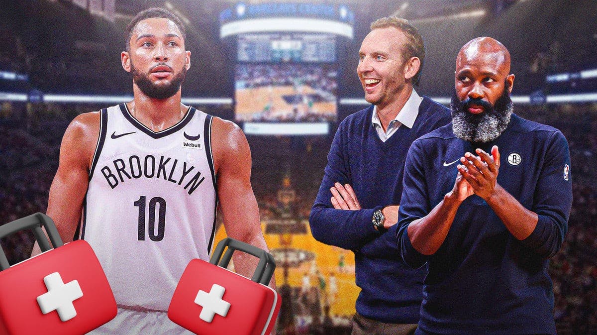 Nets' Ben Simmons with first aid kits, Sean Marks, Jacque Vaugn